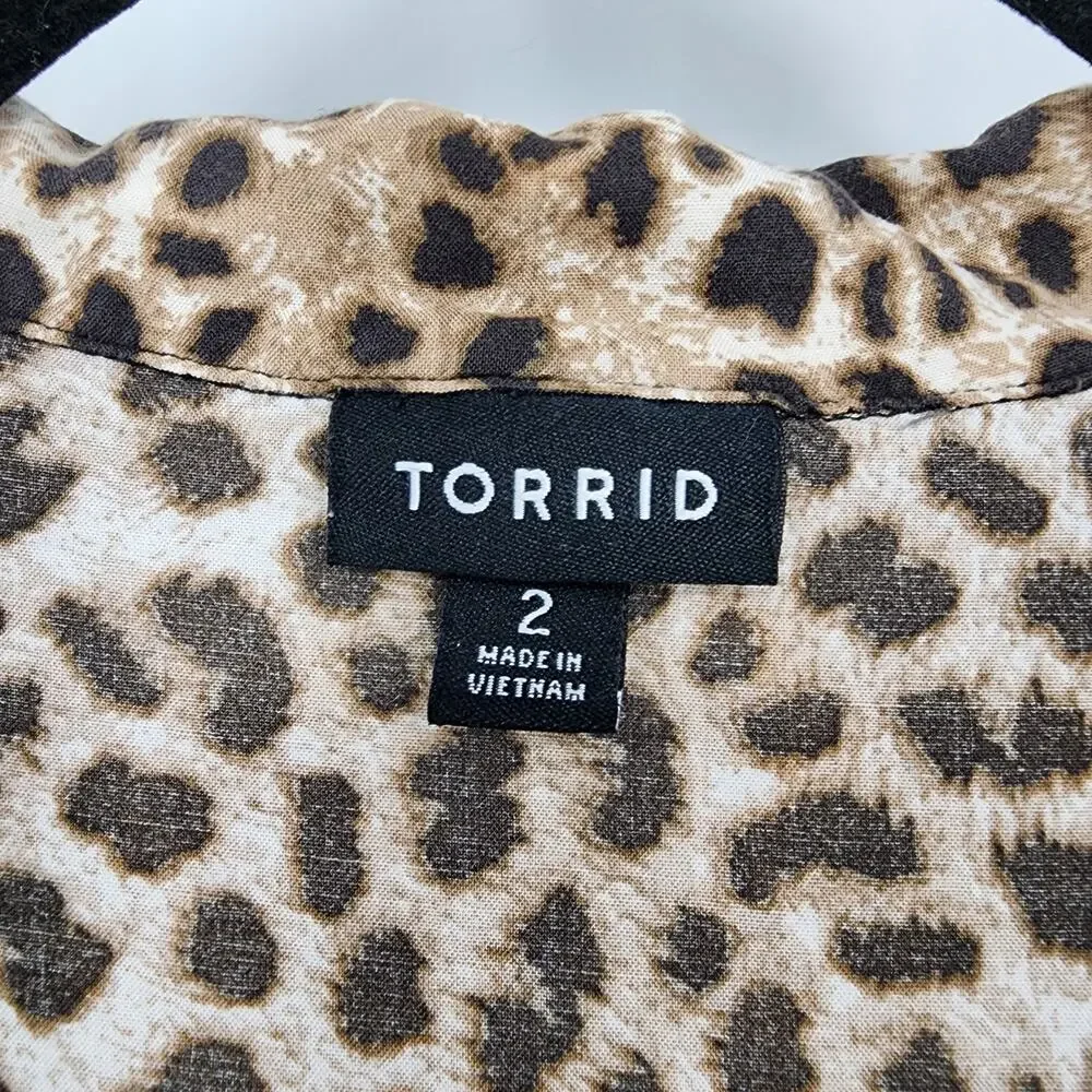 Torrid Challis Tie-Front Dolman Top Pre-owned Condition 2XL Brown Tan Multi